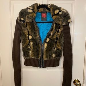 Faux Fur Zip Up Jacket